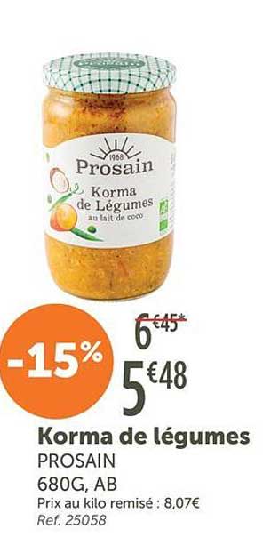 Korma de légumes PROSAIN 680G, AB