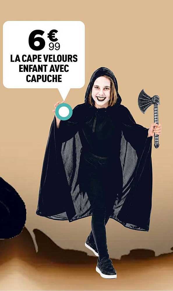 LA CAPE VELOURS ENFANT AVEC CAPUCHE