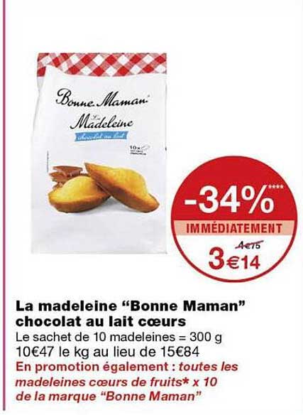 La madeleine “Bonne Maman” chocolat au lait coeurs