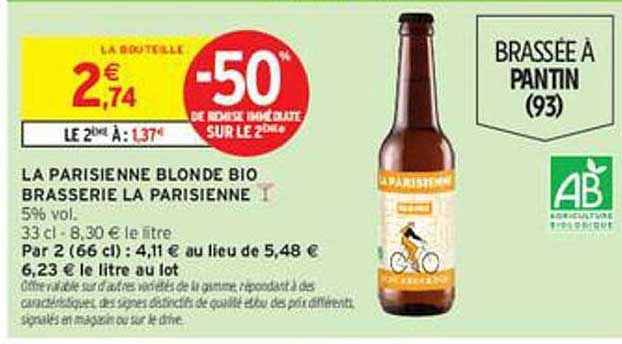 LA PARISIENNE BLONDE BIO BRASSERIE LA PARISIENNE