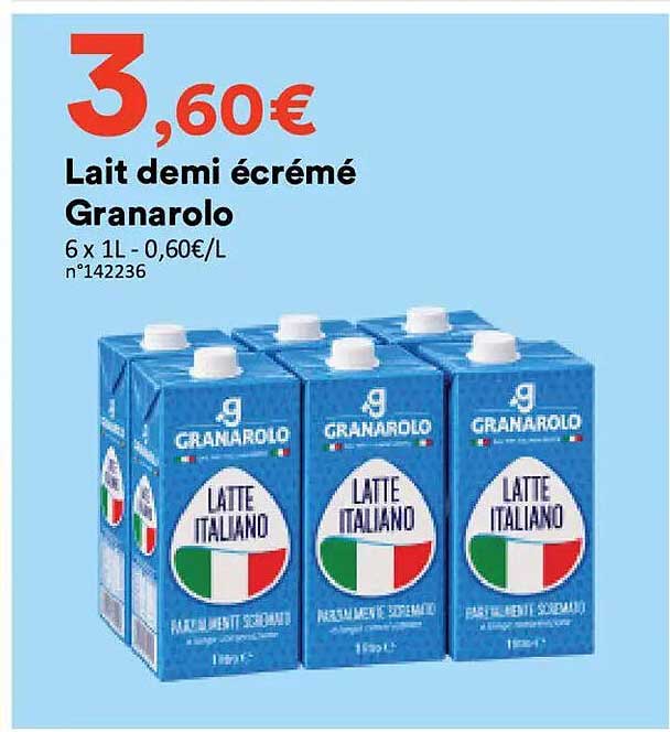 Lait demi écrémé Granarolo