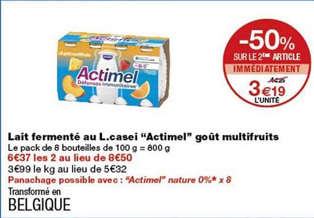 Lait fermenté au L.casei "Actimel" goût multifruits