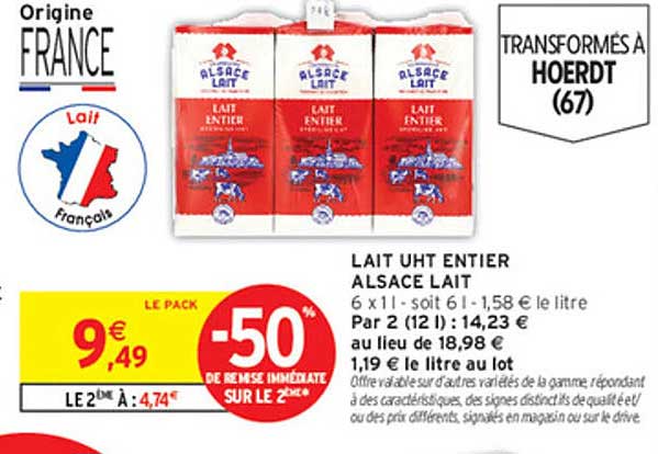 LAIT UHT ENTIER ALSACE LAIT