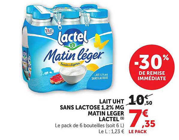 LAIT UHT SANS LACTOSE 1,2% MG MATIN LEGER LACTEL (1)
