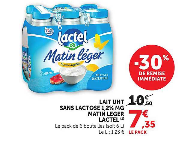 LAIT UHT SANS LACTOSE 1,2% MG MATIN LEGER LACTEL (1)