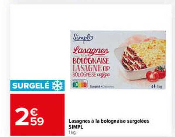 Lasagnes à la bolognaise surgelées SIMPL