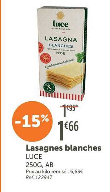 Lasagnes blanches LUCE 250G, AB