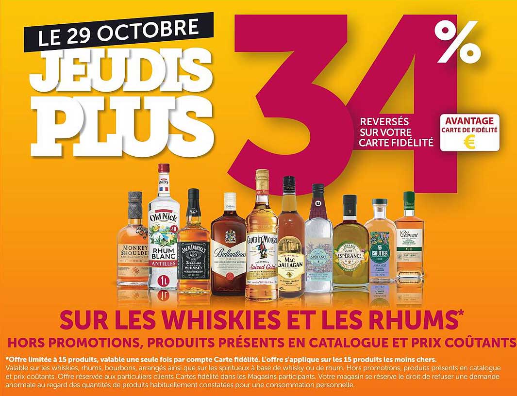 LE 29 OCTOBRE JEUDIS PLUS 31% REVERSES SUR VOTRE CARTE FIDÉLITÉ AVANTAGE CARTE DE FIDÉLITÉ €