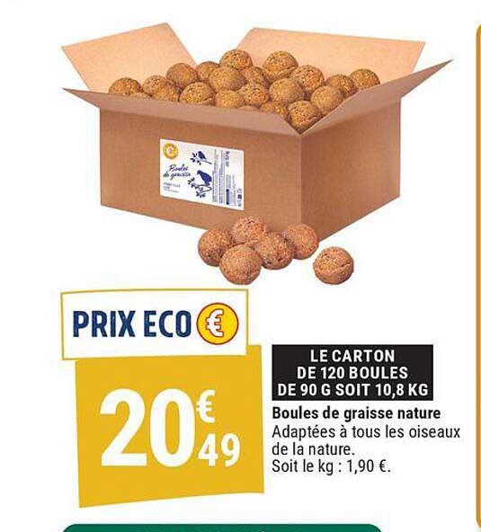 LE CARTON DE 120 BOULES DE 90 G SOIT 10,8 KG