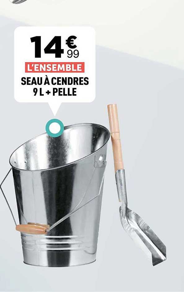 L'ENSEMBLE SEAU À CENDRES 9 L + PELLE
