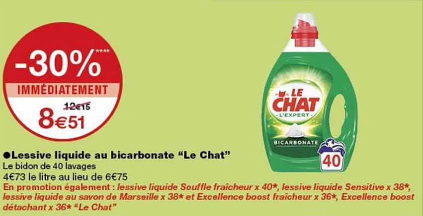 Lessive liquide au bicarbonate “Le Chat”