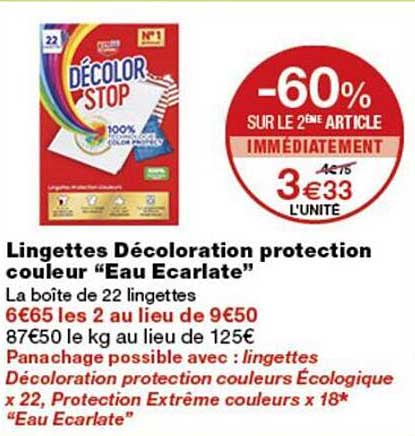 Lingettes Décoloration protection couleur “Eau Ecarlate”