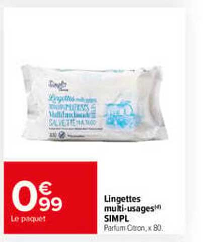 Lingettes multi-usages SIMPL Parfum citron x 80