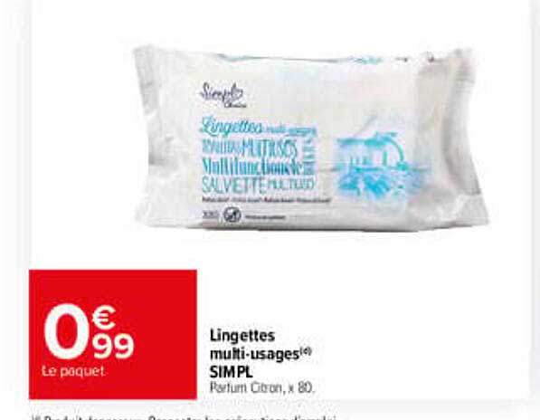 Lingettes multi-usages® SIMPL Parfum Citron, x 80,