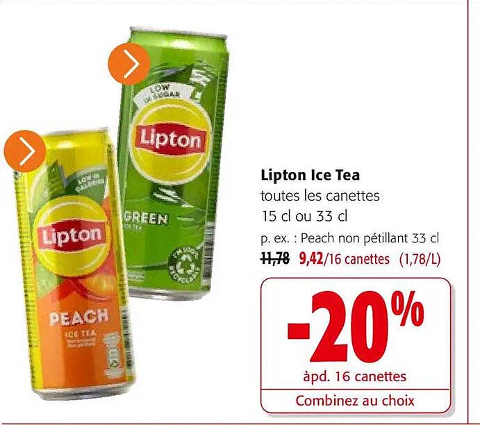 Lipton Ice Tea toutes les canettes 15 cl ou 33 cl