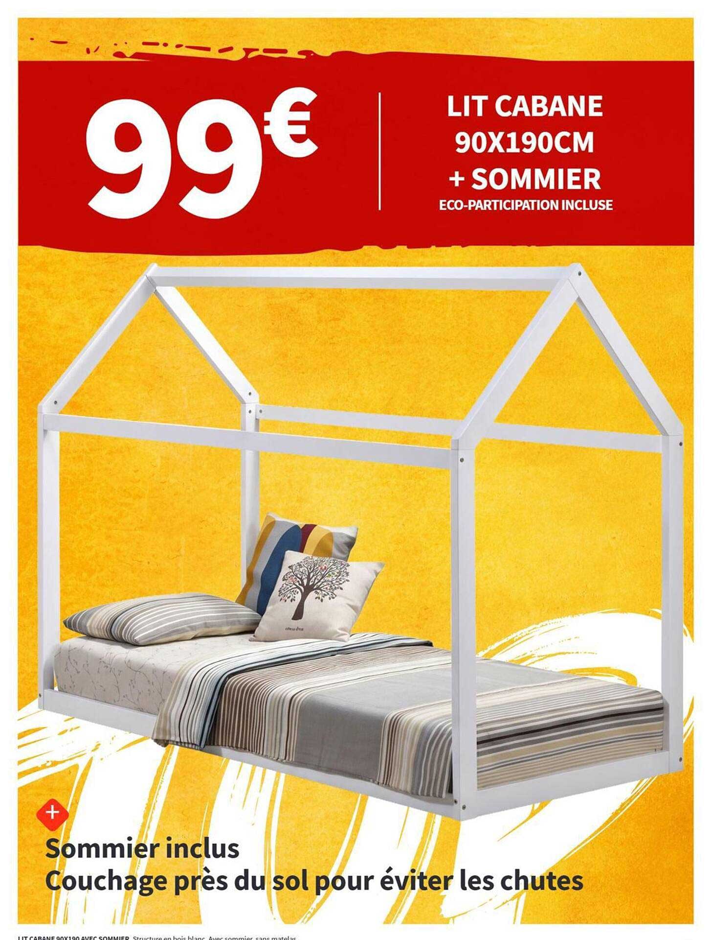 LIT CABANE 90X190CM + SOMMIER