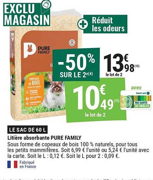 Litière absorbante PURE FAMILY