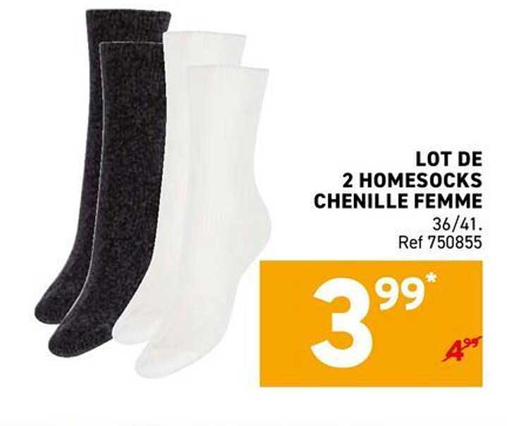 LOT DE 2 HOMESOCKS CHENILLE FEMME 36/41. Ref 750855