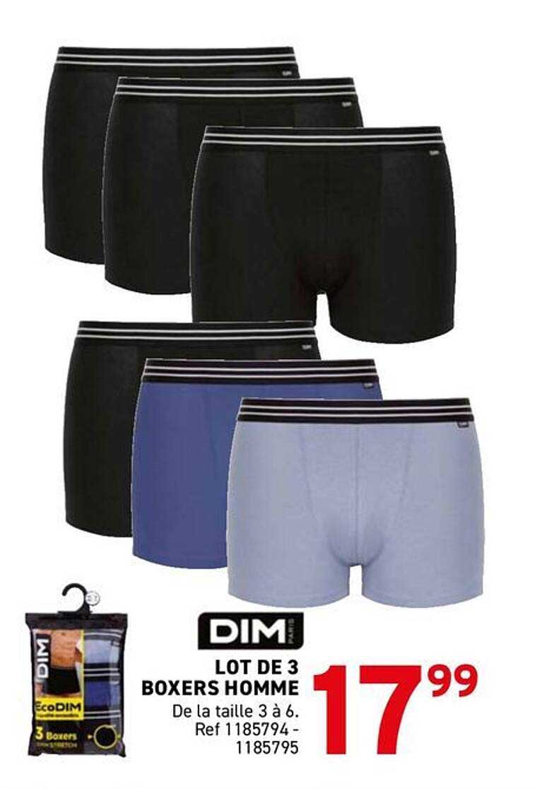 LOT DE 3 BOXERS HOMME