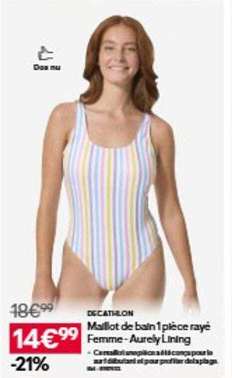 Maillot de bain 1 pièce rayé Femme - Aurely Lining