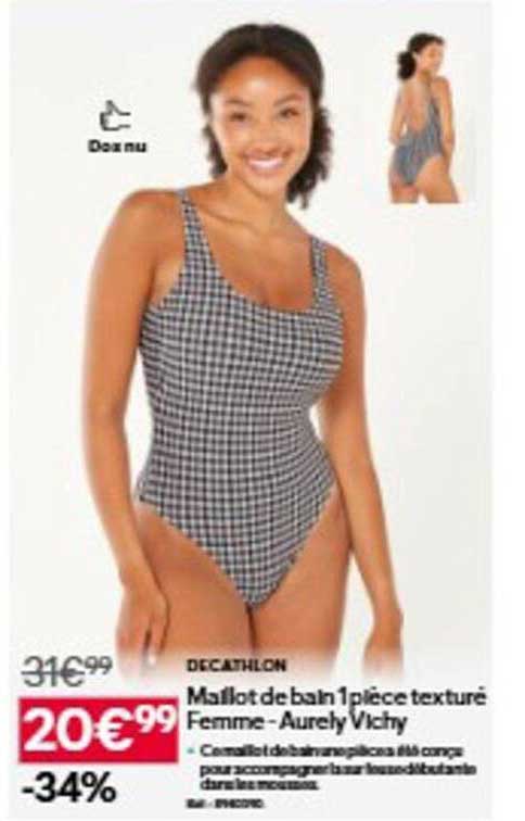Maillot de bain 1 pièce texture Femme - Aurely Vichy