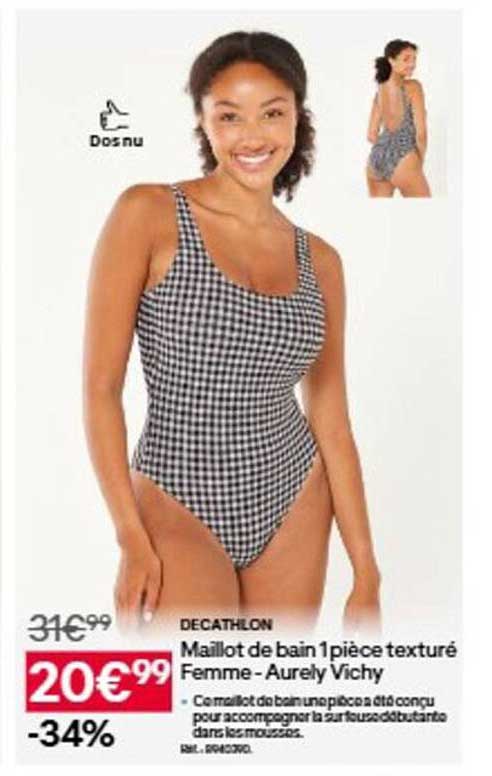 Maillot de bain 1 pièce texturé Femme - Aurely Vichy