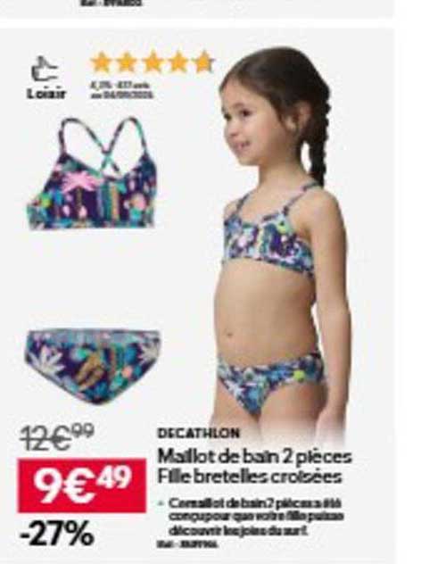 Maillot de bain 2 pièces Fille bretelles croisées