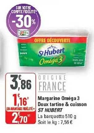 Mararine Oméga 3 Doux tartine & cuisson ST HUBERT La barquette 510 g