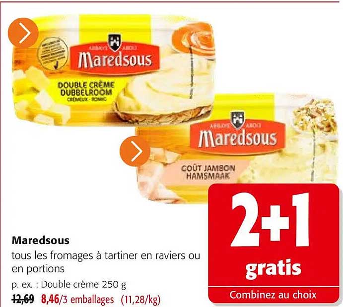 Maredsous tous les fromages à tartiner en raviers ou en portions