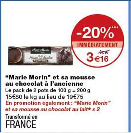“Marie Morin” et sa mousse au chocolat à l’ancienne