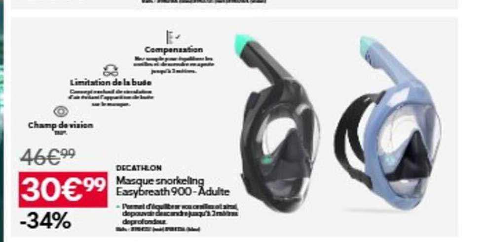 Masque snorkeling Easybreath 900 - Adulte