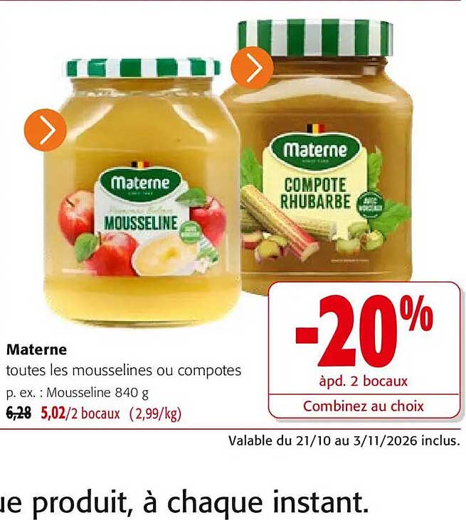Materne toutes les mousselines ou compotes