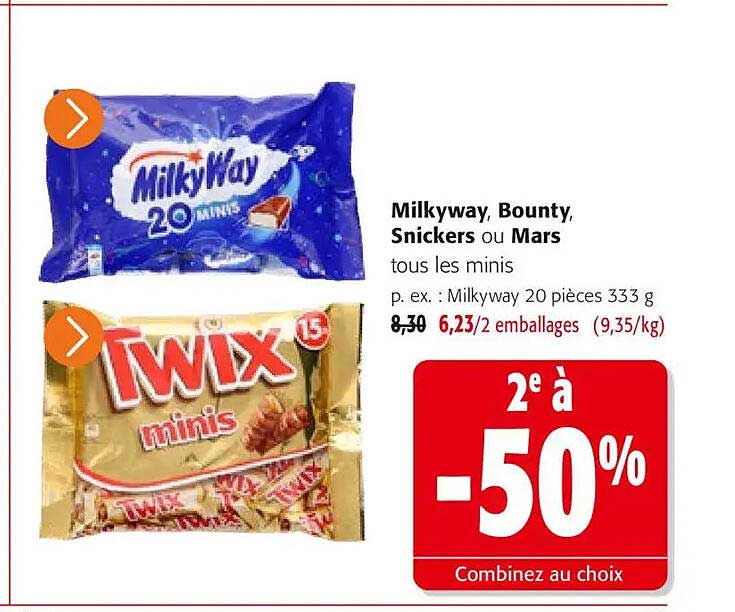 Milkyway, Bounty, Snickers ou Mars tous les minis