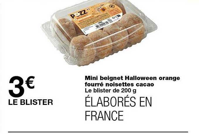 Mini beignet Halloween orange fourré noisettes cacao