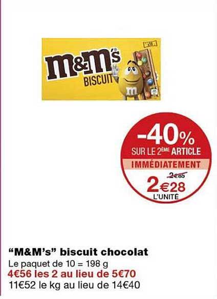 “M&M’s” biscuit chocolat