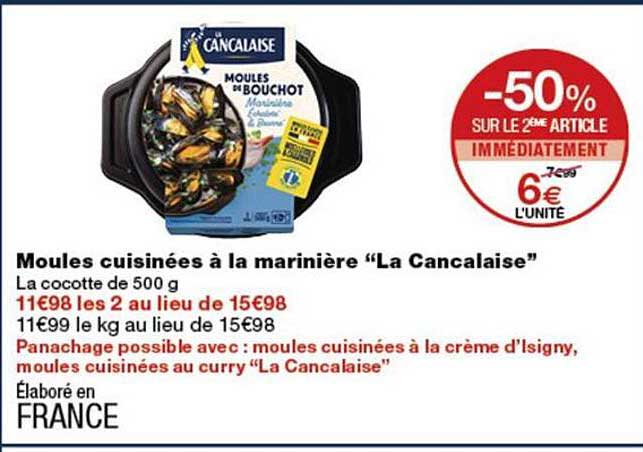 Moules cuisinées à la marinière “La Cancalaise”