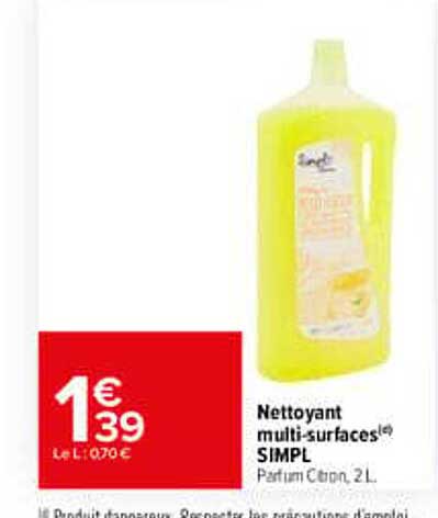 Nettoyant multi-surfaces® SIMPL parfum citron, 2L