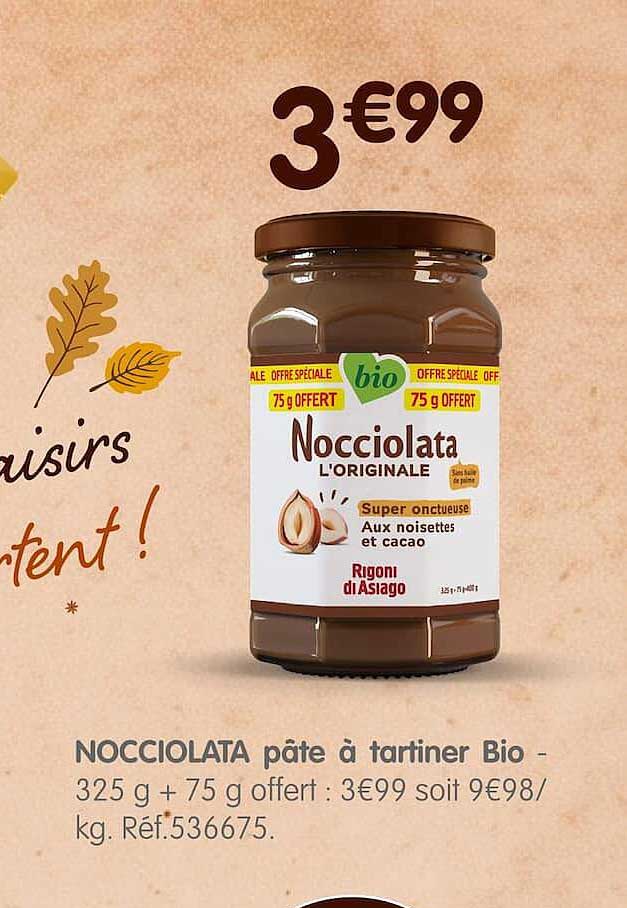 Nocciolata pâte à tartiner Bio - 325 g + 75 g offert