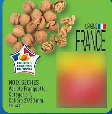 NOIX SÈCHES Variété Franquette. Catégorie 1. Calibre 27/30 mm. Réf. 6251