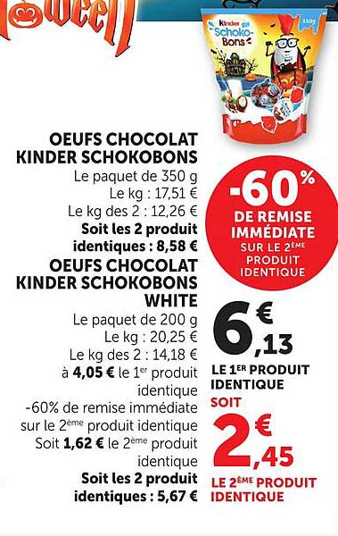 OEUFS CHOCOLAT KINDER SCHOKOBONS