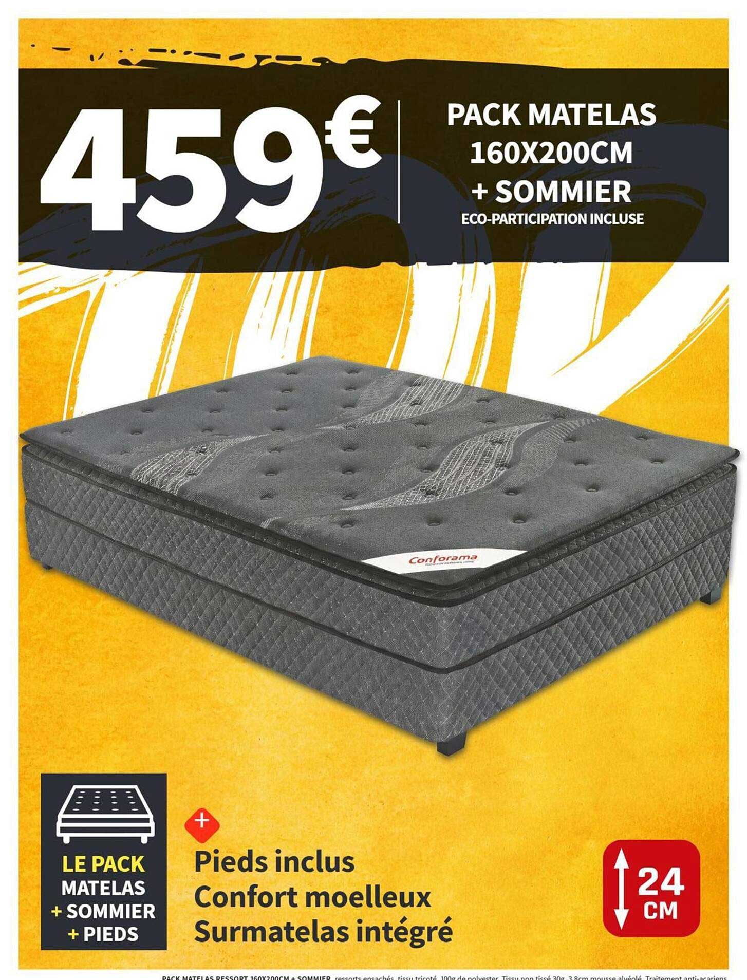 PACK MATELAS 160X200CM + SOMMIER