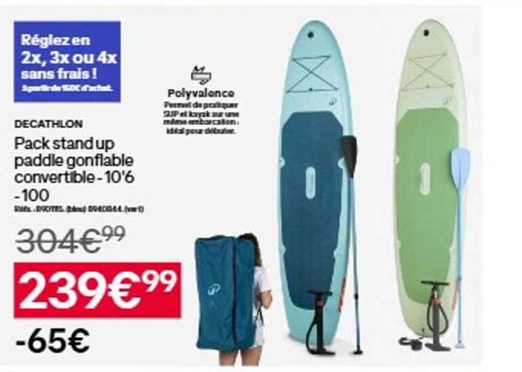 Pack standup paddle gonflable convertible -10'6 -100
