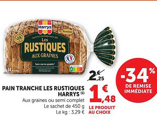 PAIN TRANCHE LES RUSTIQUES HARRYS