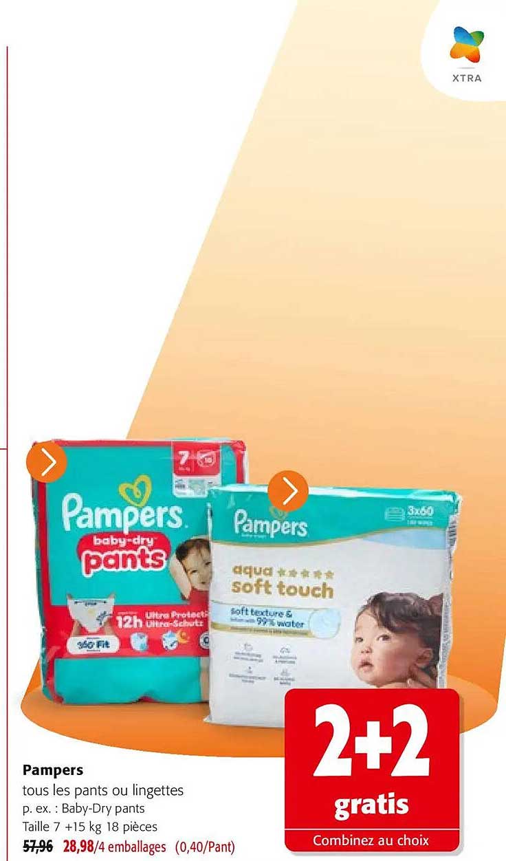 Pampers tous les pants ou lingettes p. ex. : Baby-Dry pants Taille 7 +15 kg 18 pièces