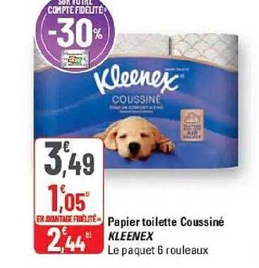 Papier toilette Coussine KLEENEX Le paquet 6 rouleaux