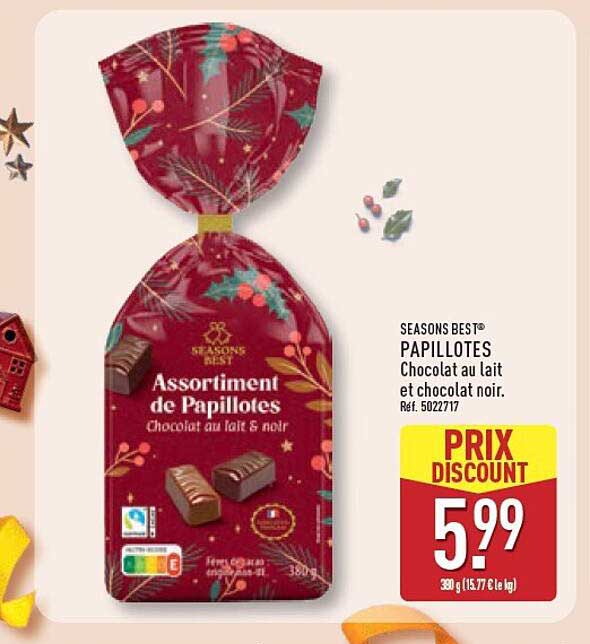 PAPILOTTES Chocolat au lait et chocolat noir.