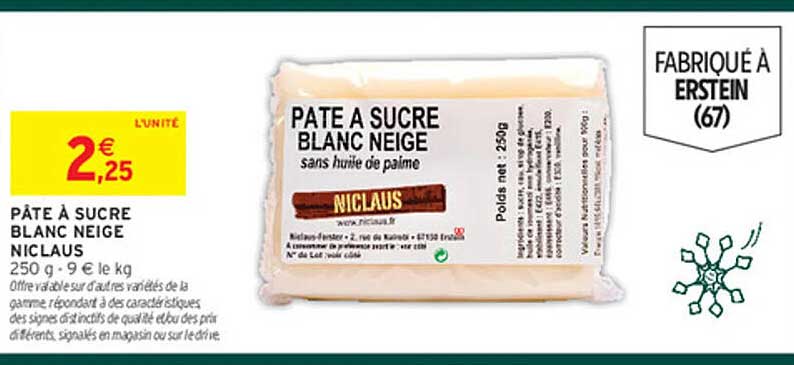 PÂTE A SUCRE BLANC NEIGE NICLAUS