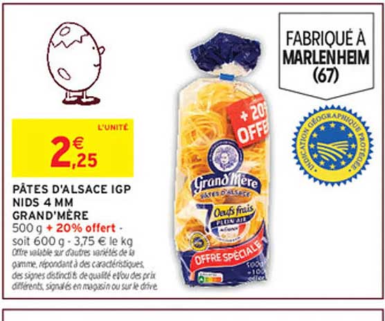 PÂTES D'ALSACE IGP NIDS 4 MM GRAND'MÈRE