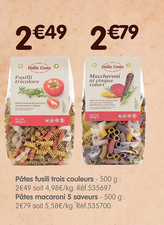 Pâtes fusili trois couleurs - 500 g