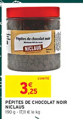 PÉPITES DE CHOCOLAT NOIR NICLAUS